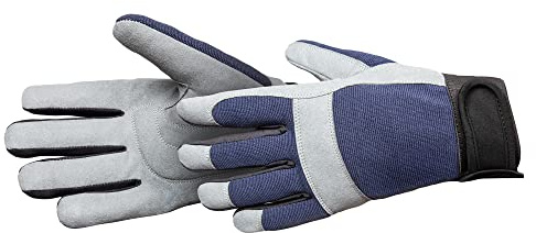 HARDY WORKING TOOLS Arbeitshandschuhe, Kunstleder Mechaniker Handschuhe, Montagehandschuhe Gr. 10 (XL), Vibrationsschutzhandschuhe Damen, Herren, Grau-Dunkelblau, Serie 52, A1511-520011