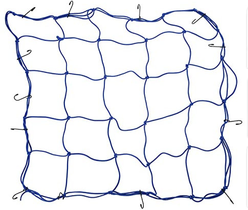 MIJOMA Rete bagagli per bagagliaio con 12 ganci, organizzazione e sicurezza per il bagagliaio dell'auto, rete per riporre e riporre, elastica universale, 75 x 75 cm (blu)