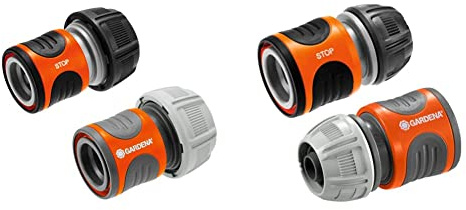 Gardena Schlauchverbinder-Satz 19 mm (3/4 Zoll): Für Schlauchanfang und -Ende (18275-20) & Abzweig-Satz für 13 mm (1/2 Zoll)- und 15 mm (5/8 Zoll)-Wasserschläuche schwarz;grau;orange (18279-20)