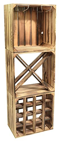 CHICCIE Weinregal Wino Set aus Holz - Geflammt Komboset