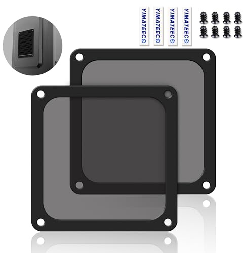 YIMATEECO PC-Dammfilter 120 mm Magnetiskt Fläktfilter, 2 st Nylon Anti-damm för Datorfodral Filter för Datorfodral PC-kylfilter (Nyl, 120x120 mm, 2 stycken, svart)