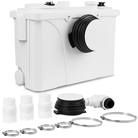 Jopassy 700W Hebeanlage WC, 190 L/min Schmutzwasserpumpen für WC Toiletten, Fäkalienpumpe mit 4 Einlässe, Haushaltspumpe für Dusche Badewannen Waschbecken