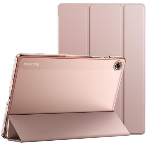 JETech Funda para Samsung Galaxy Tab A9 Plus 11, Oro Rosa | Trasera Translúcida Slim, Soporte Tríptico, Activación/Reposo Automático, Carcasa Protección Ligera Antigolpes
