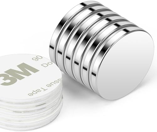 Wzone Imanes Neodimio Imanes Potentes, 25×3mm | 6 Pezzi Imanes Adhesivos Imán de Neodimio, Imanes Redondos para Frigorífico, Oficina y Tablón de Anuncios