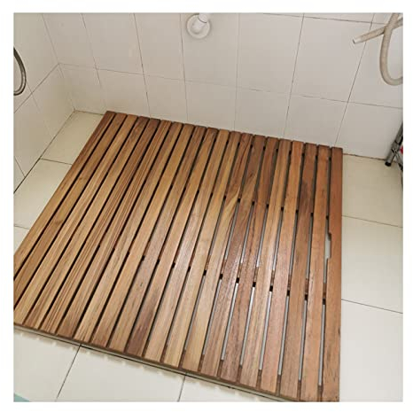 duschmatte rutschfest badematte rutschfest badematte Holz Naturholz-Duschbadematte, wasserdichtes Massivholz-Spleißen, rutschfest, kein Grat, Pedal für Badezimmer, Garten, Balkon im Freien,