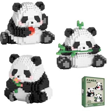 XINTANGXIA Set di Mattoncini da Costruzione 3 In 1 Panda Mini Building Blocks Set 720 Pezzi Giocattolo da Costruzione per Bambini a Partire dai 9 Anni in su e Adulti