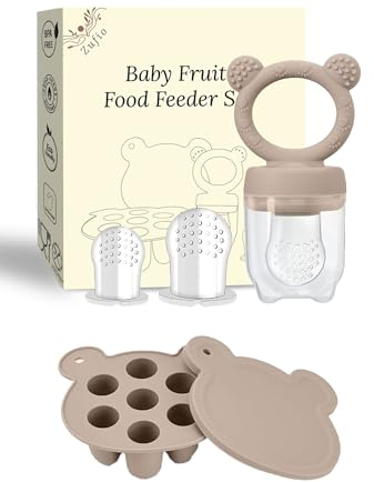 Silikon Fruchtsauger Baby: Schnuller und Muttermilch, Eis am Stiel, Gefrierschrank, Aufbewahrungsbehälter für Babynahrung, Eiswürfel für Babyzahnen und Selbstfütterung (sand-01)