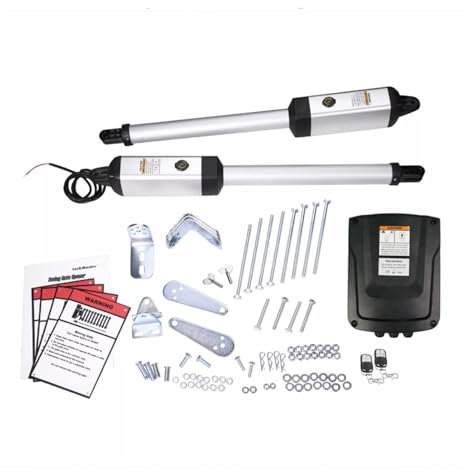 Abridor automático de puerta corredera Abridor de puerta batiente doble MK1102/230V, 300kg por hoja con 2 controles remotos, operador de puerta automático alimentado por CA Kit remoto de motor automát