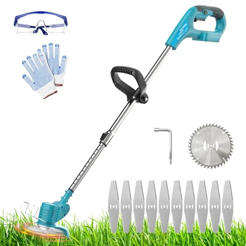 Akku-Rasentrimmer, Ersatz für Makita 18V DUR181Z, kompatibel mit Makita BL1830B Akku, Verstellbarer Teleskop-Führungsholm Tippautomatik Fadenspule für den Garten (Kein Akku, Kein Ladegerät)
