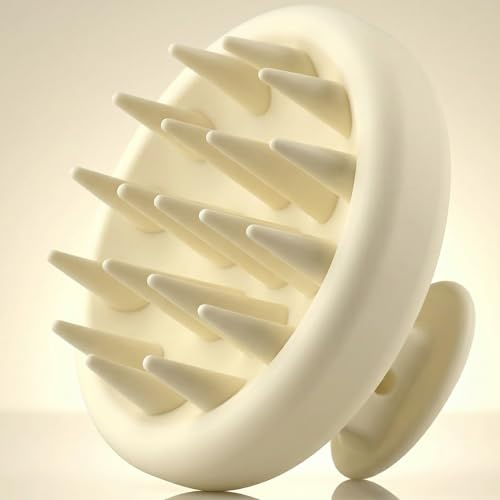 Premium Kopfhaut Massagebürste aus Silikon – Kopfmassage Bürste, Scalp Massager Brush für Haare & Haarwuchs, Haar Massagebürste Haare für Kopfhaut & Entspannung - Kopf Massage (Cream Ivory)