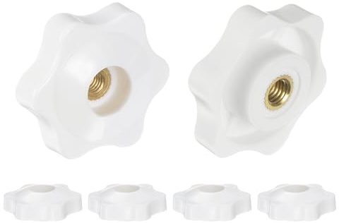 QUARKZMAN 6 Stück Sterngriffmutter M5 Flügelmuttern mit Innengewinde, Rändelmutter Handgriff Durchgangsloch Klemmmutter Messing 32mm Spannknopf für Werkzeugmaschinen Fitnessgeräte, Weiß