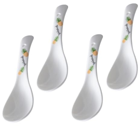 FUNOMOCYA 4stücke Japanische Keramik Suppenlöffel Und Reislöffel Hitzebeständig Und Gesund Für Suppe Reis Und Porridge Elegantes Design Für Alltag