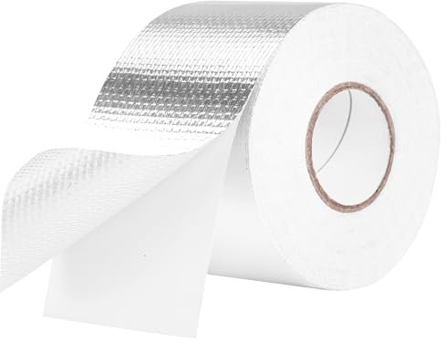 HONGTAISHENG Cinta de Aluminio con Malla de Fibra de Vidrio 55mm x 25m - Adhesiva e Impermeable
