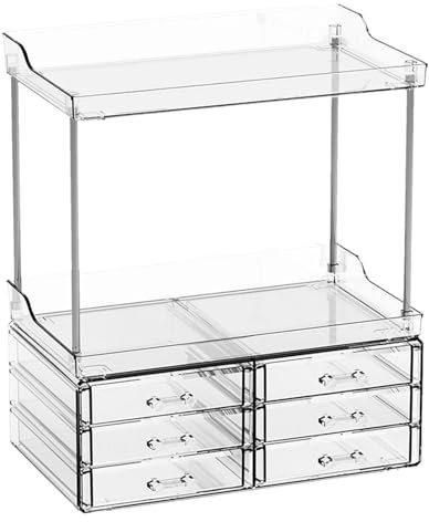Badezimmer-Theken-Organizer, Make-up-Organizer mit Schubladen | 2-stufiger Waschtisch mit Schubladen - Mehrzweck-Schönheitshalter, Toilettenartikel-Organizer für Badezimmerkommode