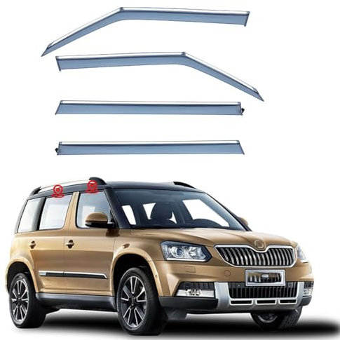 Windabweiser Autofenster für Skoda Yeti 2014 2015 2016 2017 2018, Regenabweiser Autofenster Regenschutz Seitenfensterabweiser Luftabweiser Auto ZubehöR