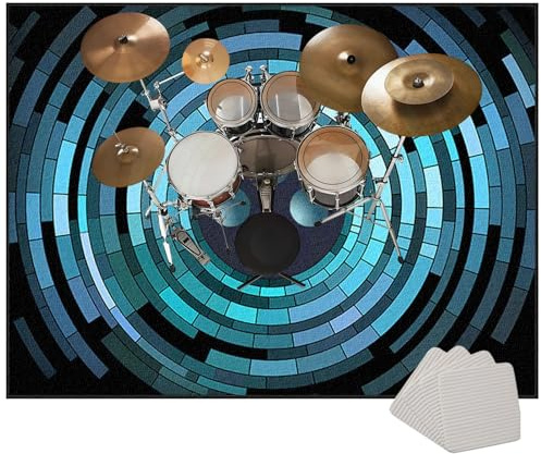 Schlagzeug Teppich Schlagzeugteppich Schallschutz Teppich 140 x 120 cm Schallschutzmatte Drum Rug Drum Matte Trommelteppich Quadratische rutschfeste Trommel Teppiche für Bass Drum Snare Drum Teppich