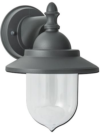 JungesLicht E27 Wandleuchte Toskana IP54 230V Grau Gartenleuchte Außenleuchte Retro Vintage Modern Klassisch Ländlich Wandlampe Fassadenbeleuchtung, ohne Leuchtmittel