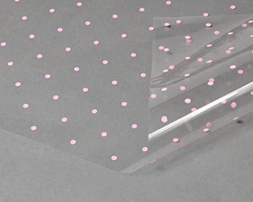 Cellophane Wrap Hamper Florist Film - 800mm x 2 Metres (Supplied in a Folded Sheet) - Pink Dot | Wrapping Paper & Gift Wrap for Bouquets, Baskets & Hampers