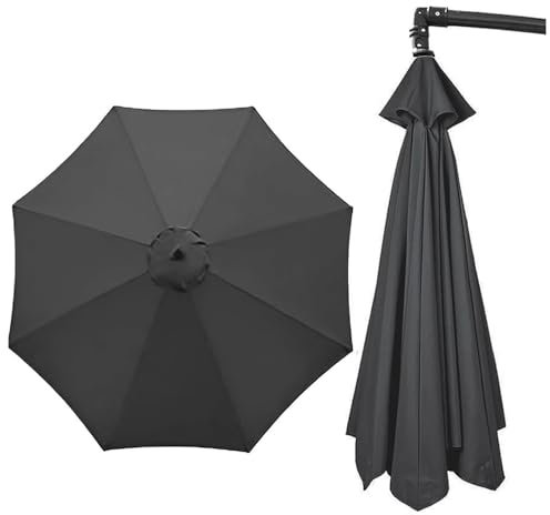 Sonnenschirm Ersatzbezug 200/250/270/300cm 8 Streben/6 Streben, Ersatzabdeckung Für Garten-Sonnenschirm, Terrasse Balkon Sonnenschirm Ersatzteile Für Marktschirm Ampelschirm(Gray,6ribs:2.5m/8ft)