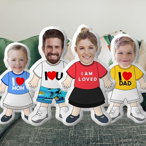 Helgee Almohada personalizada, con foto, añade tu texto o imagen en la almohada, regalos personalizados para cumpleaños, parejas, padres, amigos, almohada fotográfica, personalizada (I)
