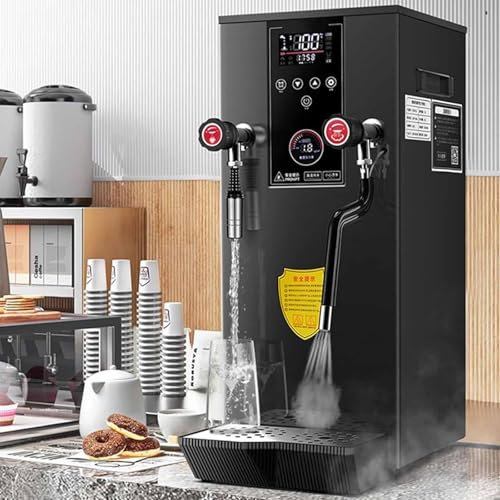 Montalatte Professionale a Vapore - Macchina Automatica per Acqua Bollente a Vapore 2200 W,Serbatoio Capiente 12 L,Doppie Valvole a 360°,Display a LED,Per Caffè,Latte,Tè Al Latte,Black