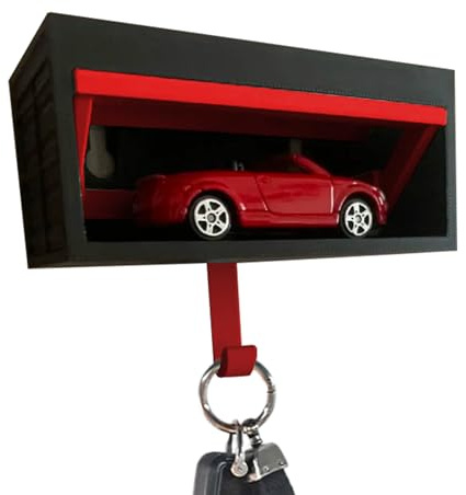 Car Garage Key Holder with Opening Door, Key Boxes Wall Mounted, Garage Keys Storage with Coat Hooks, Easy to Install, Wall Mount Keys Organizer, Suitable for Entryway, Hallway, 10.7×5.7×6.4cm
