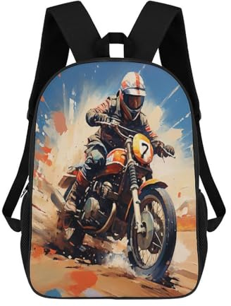 QPIRINMEX 17inch Motorrad Stylish Backpack Travel Rucksack School Bags for Teenager Girls Boys Students Outdoor Hiking Camping Weekend Backpack Mountainbike