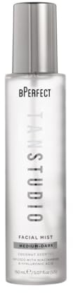 BPerfect Tan Studio – Facial Tanning Mist – Hydrating Gradual Face Tanner with Hyaluronic Acid & Niacinamide – Medium-Dark (Coconut Scented) 100ml