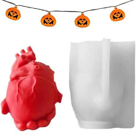 Ylnailky Stampo In Silicone A Forma Di Cuore Umano,Stampo Anatomico Realistico Per Candele A Cuore Umano 3D | Accessorio Multiuso per Creare Dessert Cioccolato Muffin Decorazioni Resina Sapone