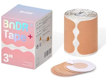 Bande de kinésiologie pré-découpée extra large avec protections de mamelons, bande de compression thoracique pour homme trans FTM – 7,6 x 25 cm x 20 pièces