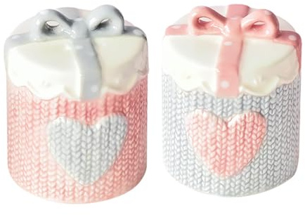 2PCS Ceramic Salt and Pepper Shaker Sets Salt and Pepper Shakers Cute Salt Shaker Xmas Salt and Pepper Pots for Farmhouse Kitchen Table Décor (Gift Box)