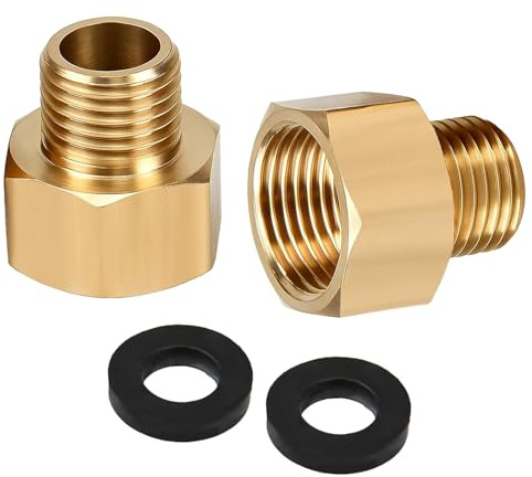 Kontazmi 2 adaptadores de latón LPG de gas de 3/8 pulgadas IG x 1/4 AG, reductor de latón para estufa de gas y manguera de gas, conector de latón para hornillo de gas, hornillo de camping y cocina al
