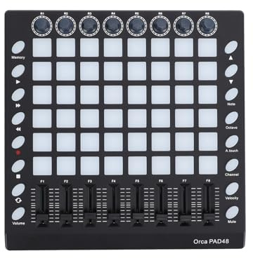 RiToEasysports MIDI-Controller, 48 RGB-hintergrundbeleuchtete Pads mit 8 Knöpfen, 8 Fadern für die Musikproduktion, Tragbares USB-Drum-Pad für DJ-Performance-Live-Studio