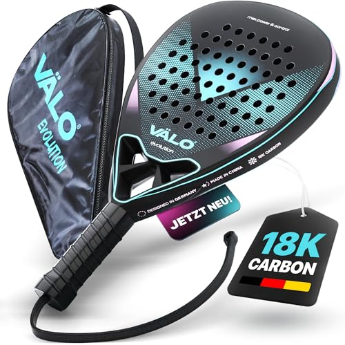 Välo Padel-Schläger 360g 18k Carbon, Padel für Anfänger & Fortgeschrittene Dank Komfortgriff & Diamantform für Kontrolle & Dynamik | Padelschläger + Tasche | Damen & Herren