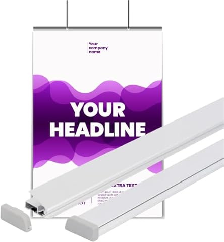 Aluminium Posterleisten Set 60 cm - Premium Klemmschiene für Poster & A1 Formate - Snap-Klappsystem aus Aluminium - Silber eloxiert