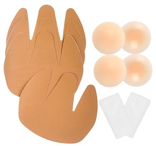 Wieysdoo 2 pares de cintas de pecho push up – Boob Tape invisible para copa A-F | Sujetador adhesivo sin tirantes | Incluye cubiertas de silicona para pezones | Aplicación única
