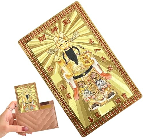 Tarjeta de la suerte 2026 – Colgante de riqueza de Año Nuevo Chino Tarjeta de protección Dios de la riqueza, coleccionable del Año del Caballo con acento decorativo de oro | Signo festivo de