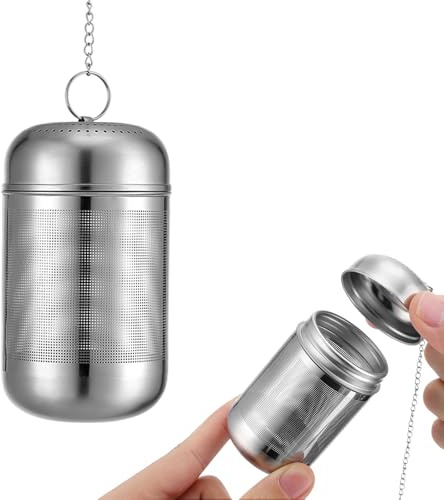 iplusmile Colador de Condimentos de Acero Inoxidable en Bola Gancho y Cadena Extendida, Filtro para Especias Adecuado para Estofados y Preparación de Sidra