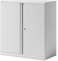 BISLEY Flügeltürenschrank Essentials mit 1 Fachboden für 2 Ordnerhöhen, Metall, 696 Verkehrsweiß, 47 x 91.4 x 100 cm | 1 Fachboden, 2 Ordnerhöhen, verkehrsweiß