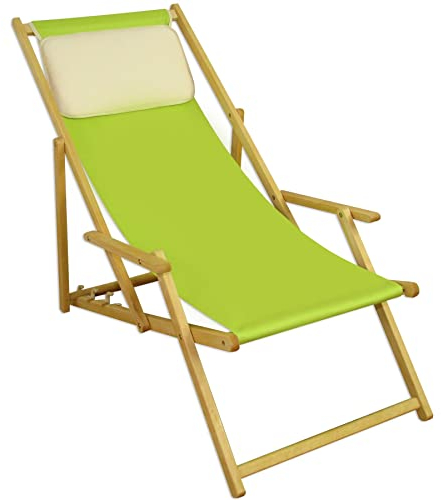 Erst-Holz Strandstuhl Pistazie Liegestuhl Sonnenliege Gartenstuhl Deckchair Buche Natur klappbar 10-306NKH