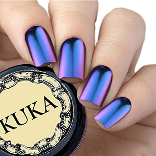 Kuka Chamäleon-Effektpigmentpuder für Nageldesign, 6 Farben, changierend, spiegelglänzend, Chromeffekt, Glitzerpuder, Maniküre