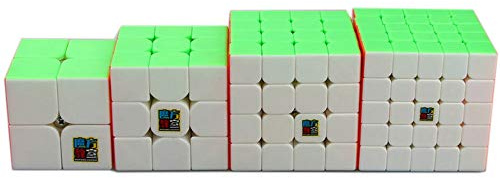 Gobus Pack von 4 MoYu MOFANGJIAOSHI Zauberwürfel 2x2 3x3 4x4 5x5 Stickerless Geschwindigkeit Würfel Set, Stickerless Puzzle Cubes Collection Set