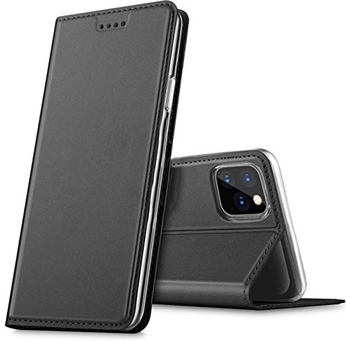 Verco mobilfodral för Apple iPhone 11 Pro Max, Premium bokväska flip fodral för iPhone 11 Pro Max skal plånboksfodral pu läderväska [integrerad magnet], Svart