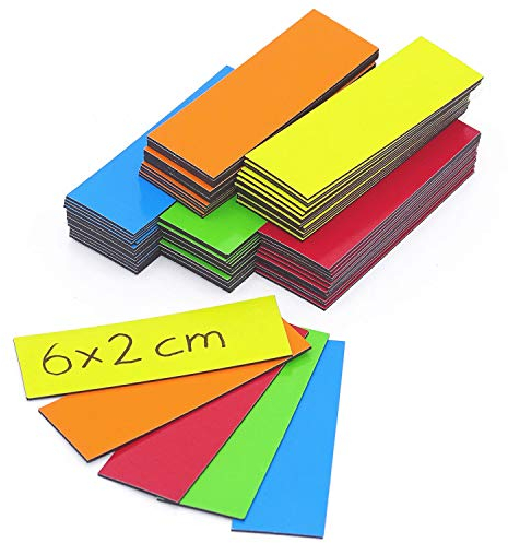 75 farbige Magnet-Etiketten I 6 x 2 cm I je 15 Streifen pro Farbe I mag218