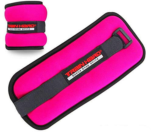 TrainHard 0.5 kg - 2 kg Gewichtsmanschetten für Hand - und Fußgelenke 2er Set - in 4 Varianten Gewichts and 5 Farben Laufgewichte (0.5 KG - Rosarot)