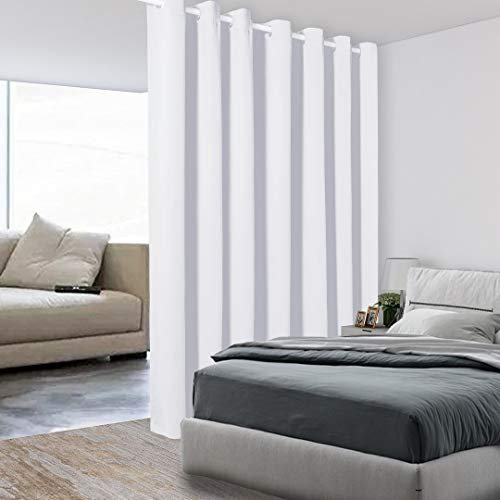 BONZER Extra breiter Raumteiler-Vorhang, Trennvorhang, Privatsphäre, Verdunkelungsvorhang für Gemeinschaftszimmer, 244 x 305 cm (L x B), 1 Panel, Grauweiß