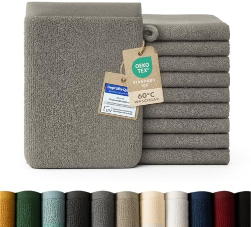 Blumtal - Gant De Toilette - Lot de 10 Gants De Toilette Coton - Gant De Toilette Gris - Certifié Oeko-TEX®