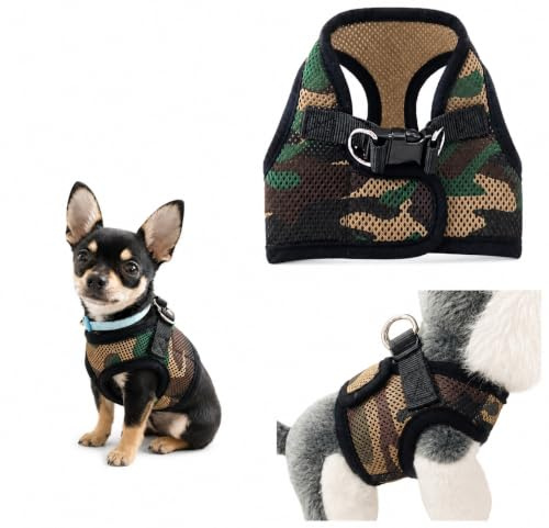 XXXS XXS XS Tiny Teacup Chihuahua Puppy Dog Harness with Clip for TINY Teacup Miniature Breeds Kitten Yorkie Maltese Terrior Puppy Dogs (XXS - Chest 26-30cm, Camouflage)