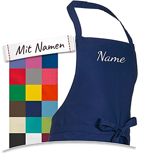 LALALO Personalisierte Schürze mit Namen, Latzschürze Bestickt, Kochschürze Grillschürze Damen Herren, Malschürze Basteln, Kochen, Garten oder Werken, 100x80 cm