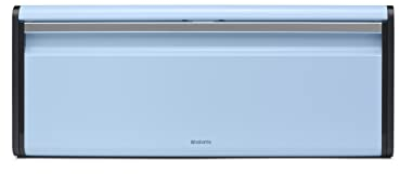 Brabantia - Portapane con Apertura a Ribalta - 2 Pagnotte - Spazio Extra Grazie al Piano Piatto - Mantiene il Contenuto Fresco - Accessorio da Cucina - Acciaio - Dreamy Blue - 45 x 26 x 17 cm